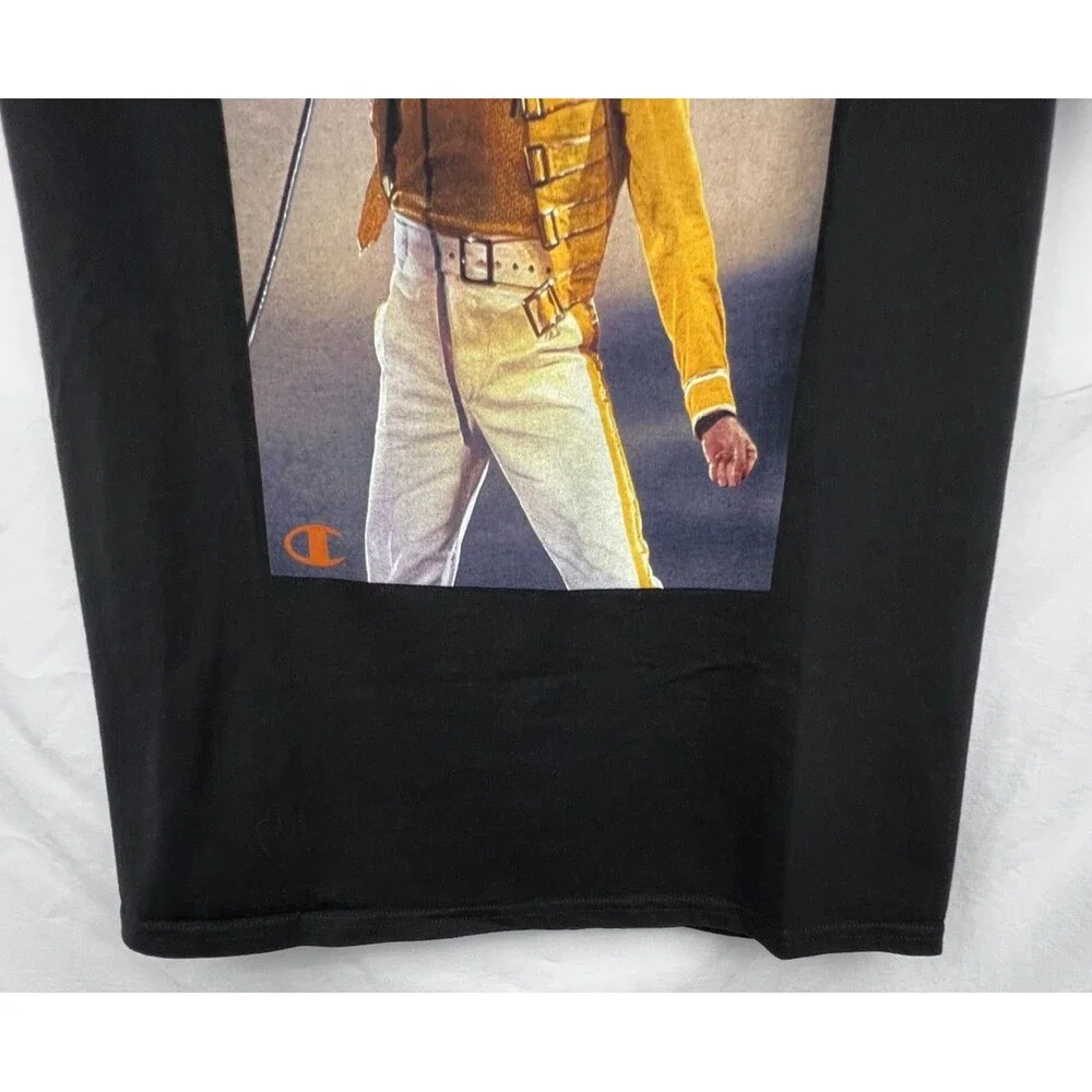 CHAMPION QUEEN Official Merch Graphic T-Shirt Medium Black Freddie Mercury Band - Picture 4 of 13